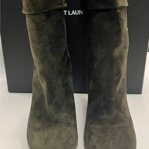 Saint Laurent Women's Dark Suede Heeled Boots